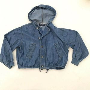 VTG Karen S Denim Jacket 80s Light Cropped Hooded